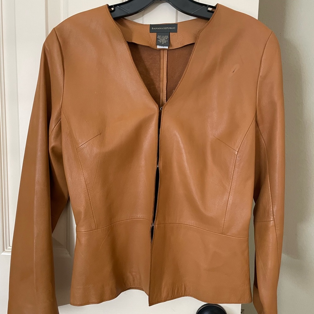 Banana republic Camel color leather jacket size 2